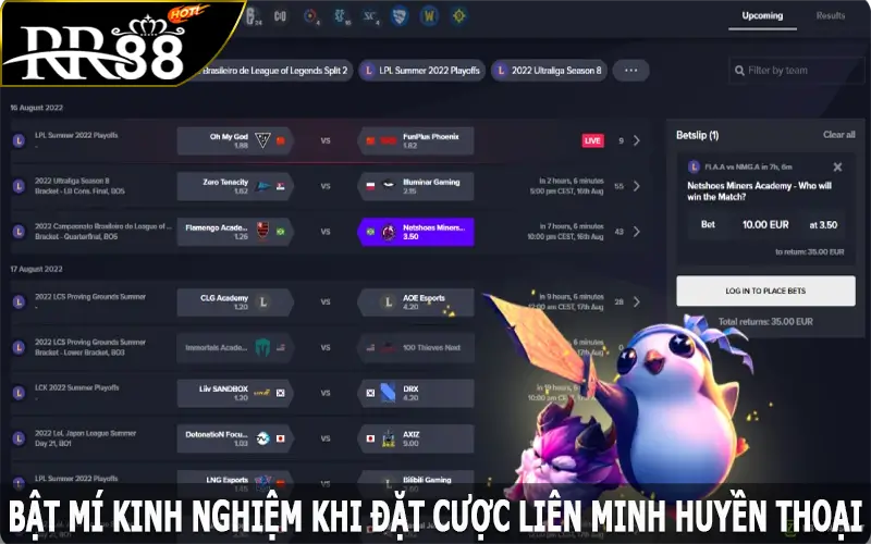 Bật mí kinh nghiệm khi đặt cược LOL RR88 thắng lớn