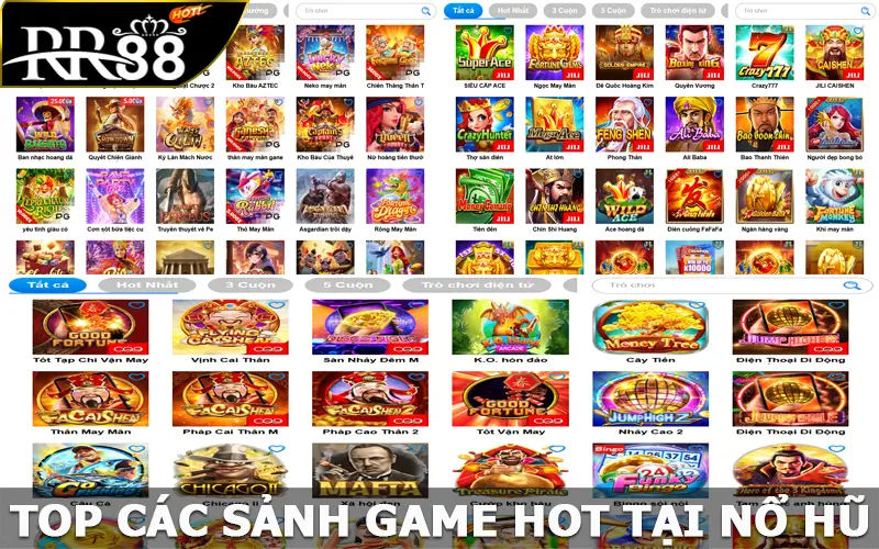 Top các sảnh game hot tại nổ hũ RR88