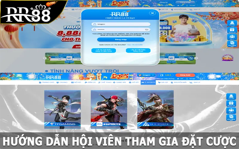 Hướng dẫn hội viên tham gia đặt cược tại Esports RR88